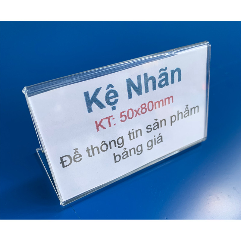 Combo 10 kệ để bảng giá thông tin sản phẩm kích thước 50x80mm - mica trong 2mm