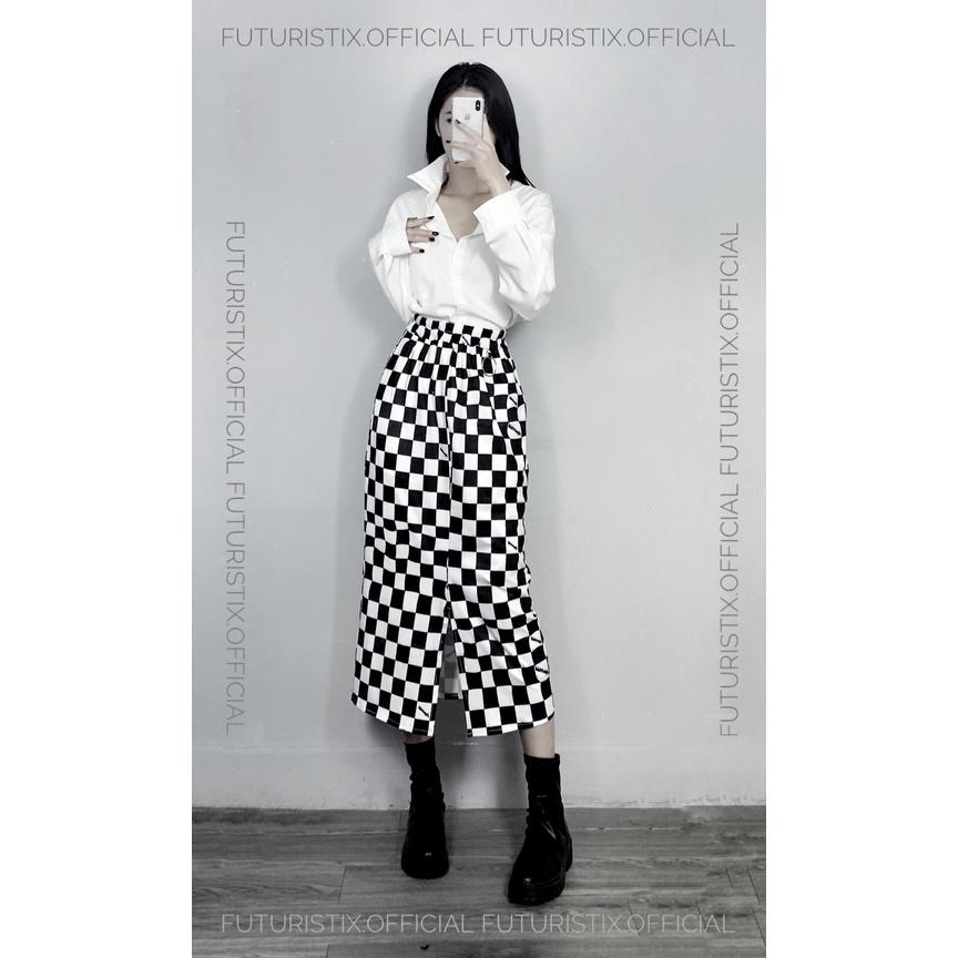 Chân váy dáng dài caro B&amp;W siêu chất FuturistiX CV189