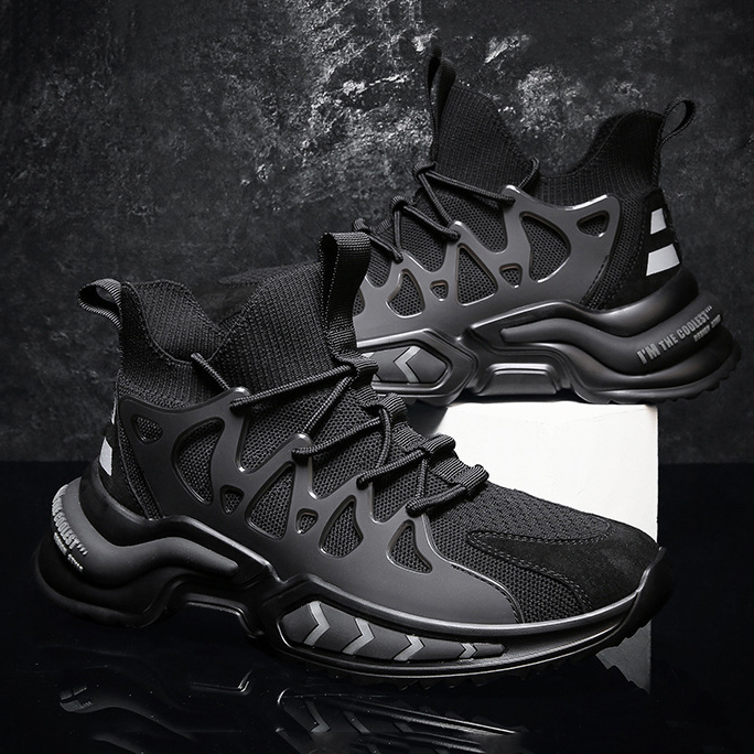 Giày Thể Thao Nam GEMI - Giày Sneaker Màu Xám - Đen, Giày Thể Thao Cao Cổ Cực Chất - G5165
