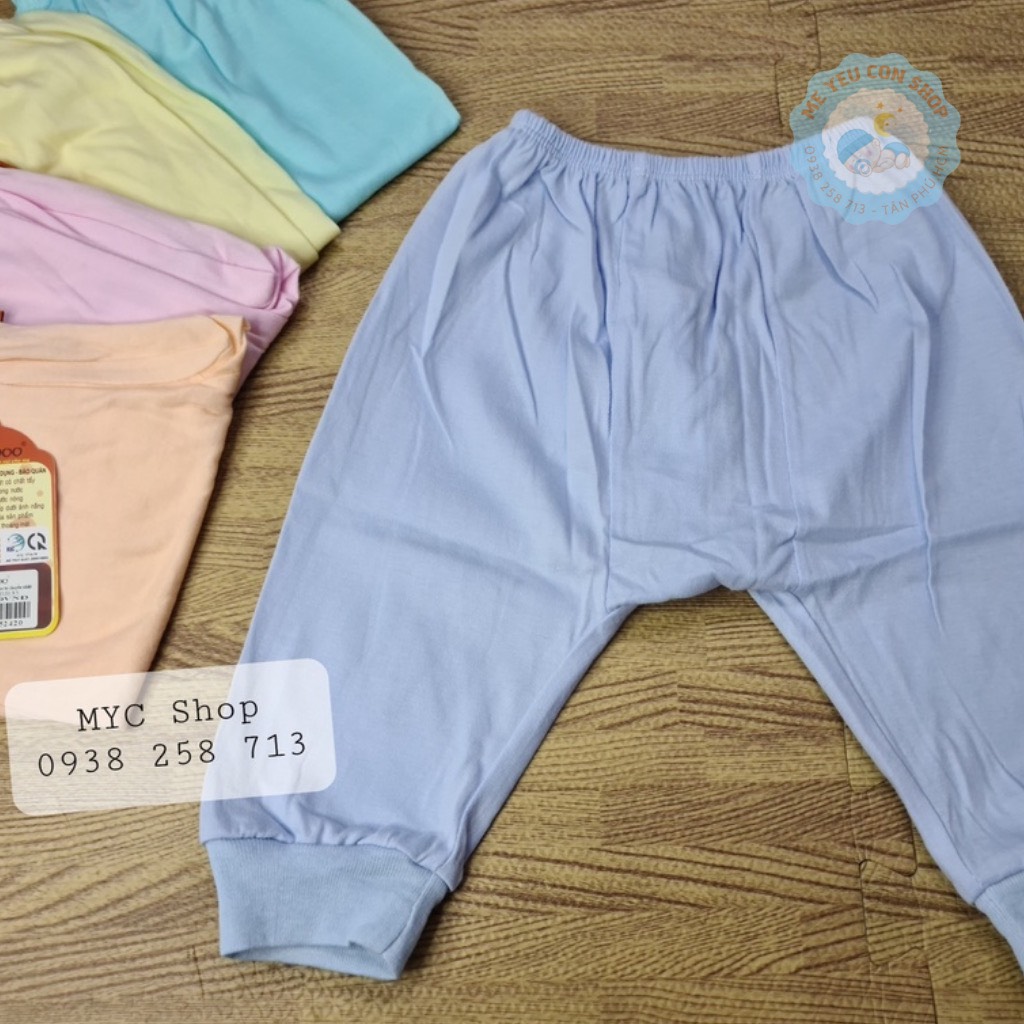 [BB35] (3-12kg) Quần sơ sinh màu dài mặc bỉm in chuyển nhiệt - BABIBOO - XANH NGỌC