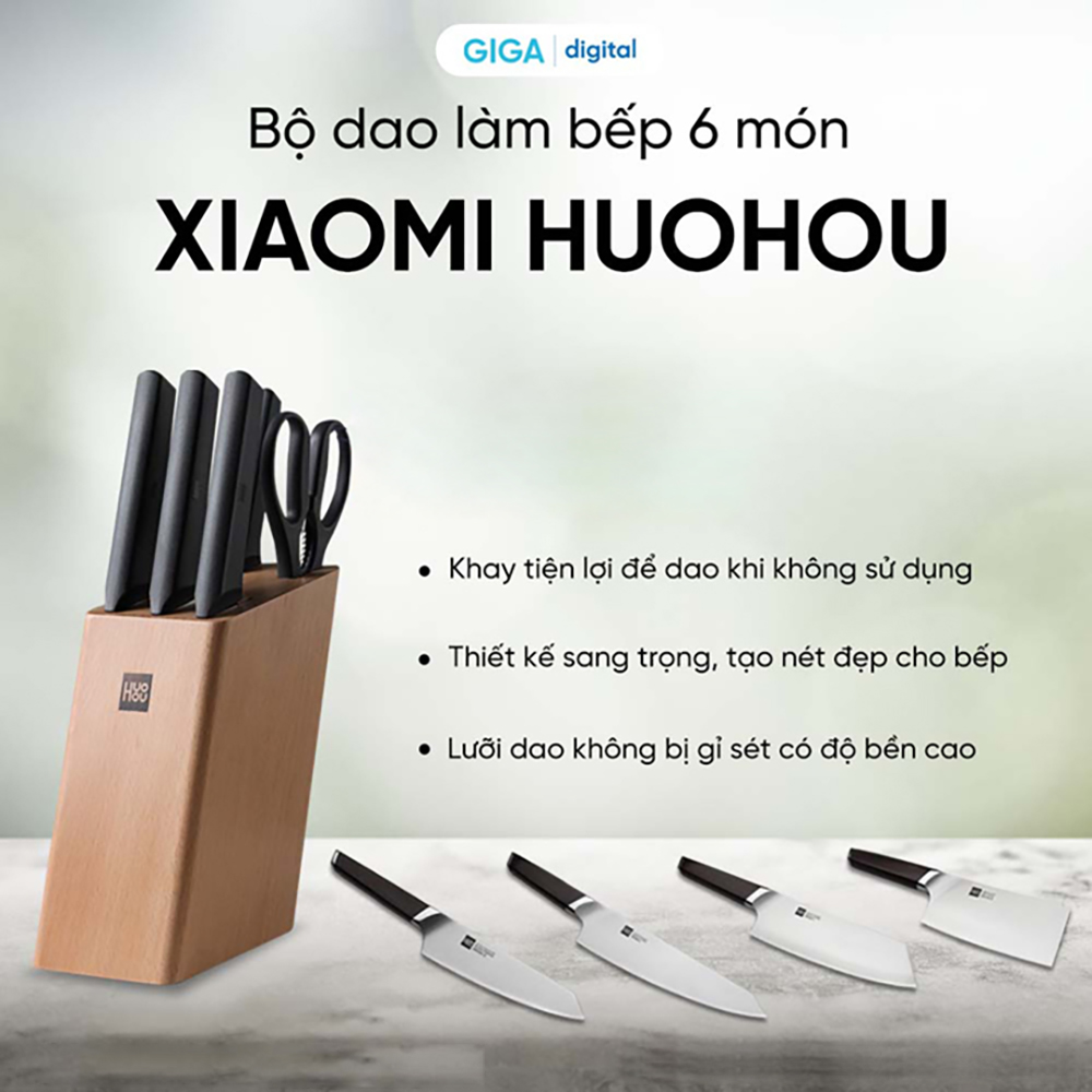 Bộ dao làm bếp 6 món Xiaomi HUOHOU - Hàng Chính Hãng