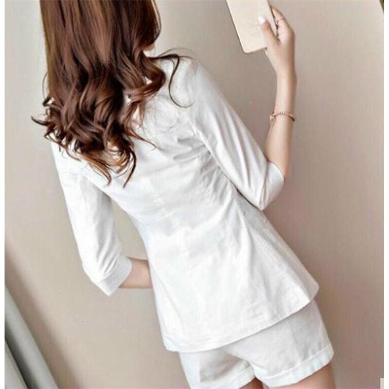 SET ĐÙI CỔ VEST LAI BẦU CÀI NÚT THẬT THỜI TRANG NỮ CAO CẤP