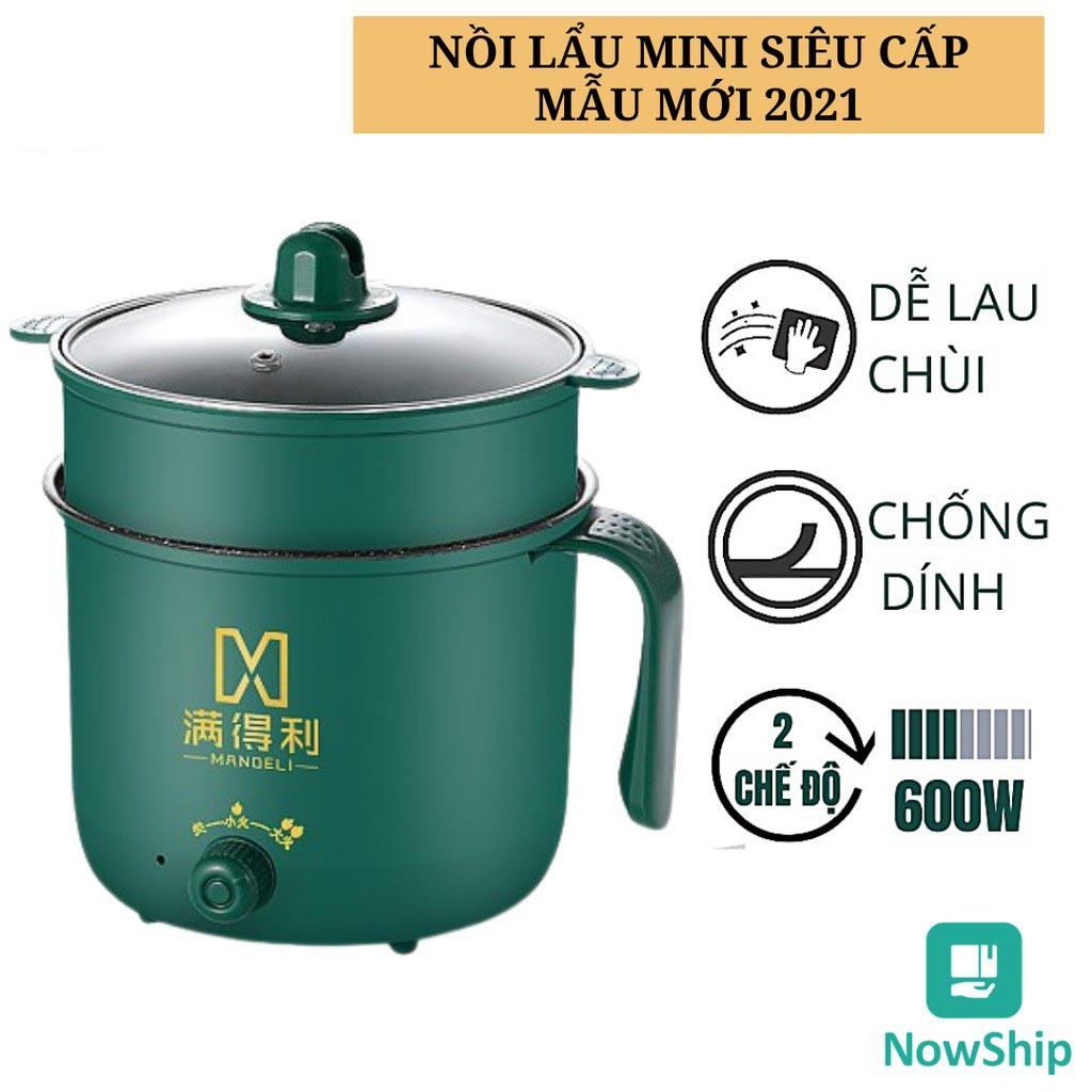 Ca mỳ hấp inox kèm giá hấp mini tiện lợi có tay cầm 1,8L - Nồi Lẩu Điện Đa Năng 2 Nấc Nhiệt Hấp, Nướng, Luộc, Chiên Xào