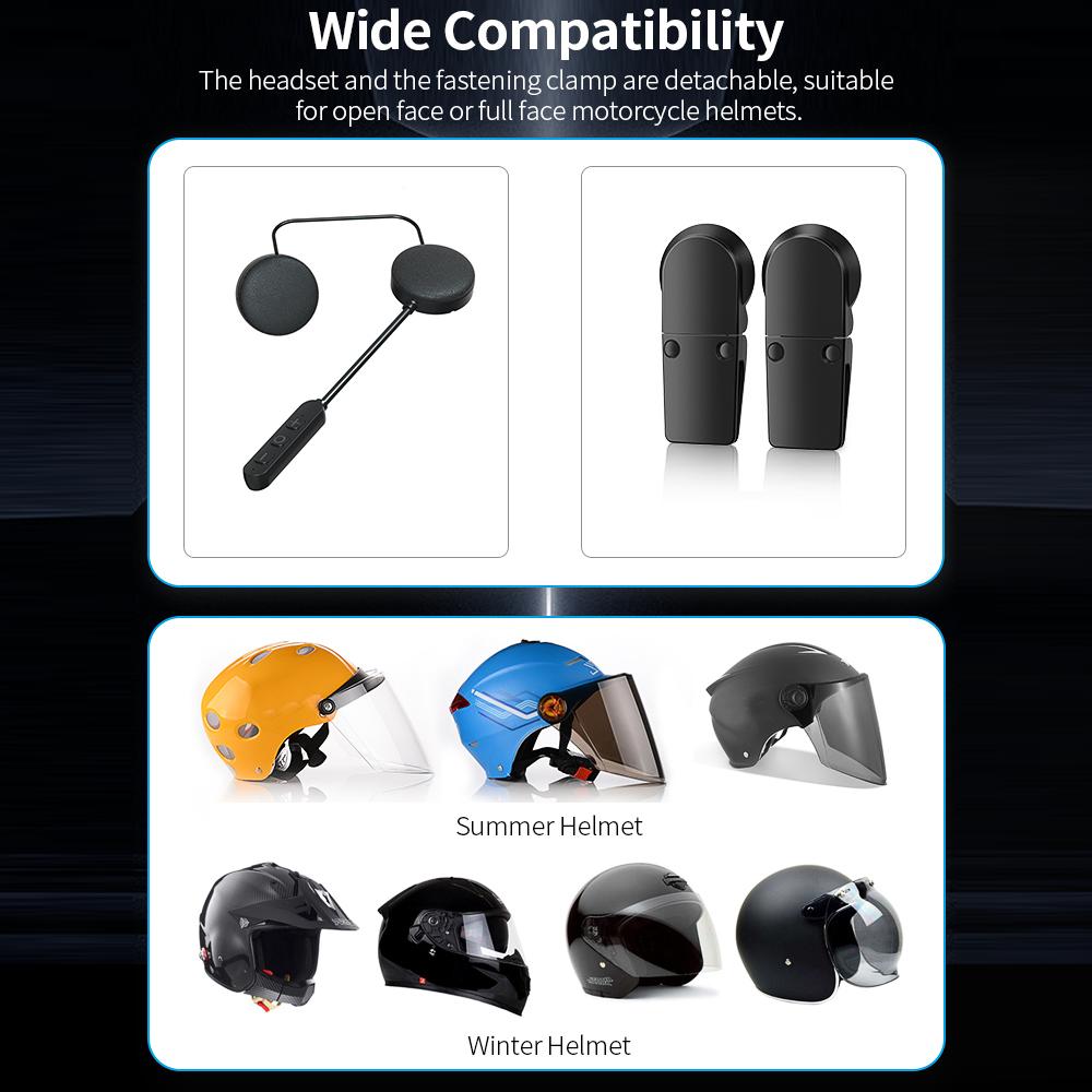 Q7s Motorcycle Helmet BT 5.0 Headset Support Auto Answering Connecting 2 Phones Noise Reduction 30mm Driver Unit