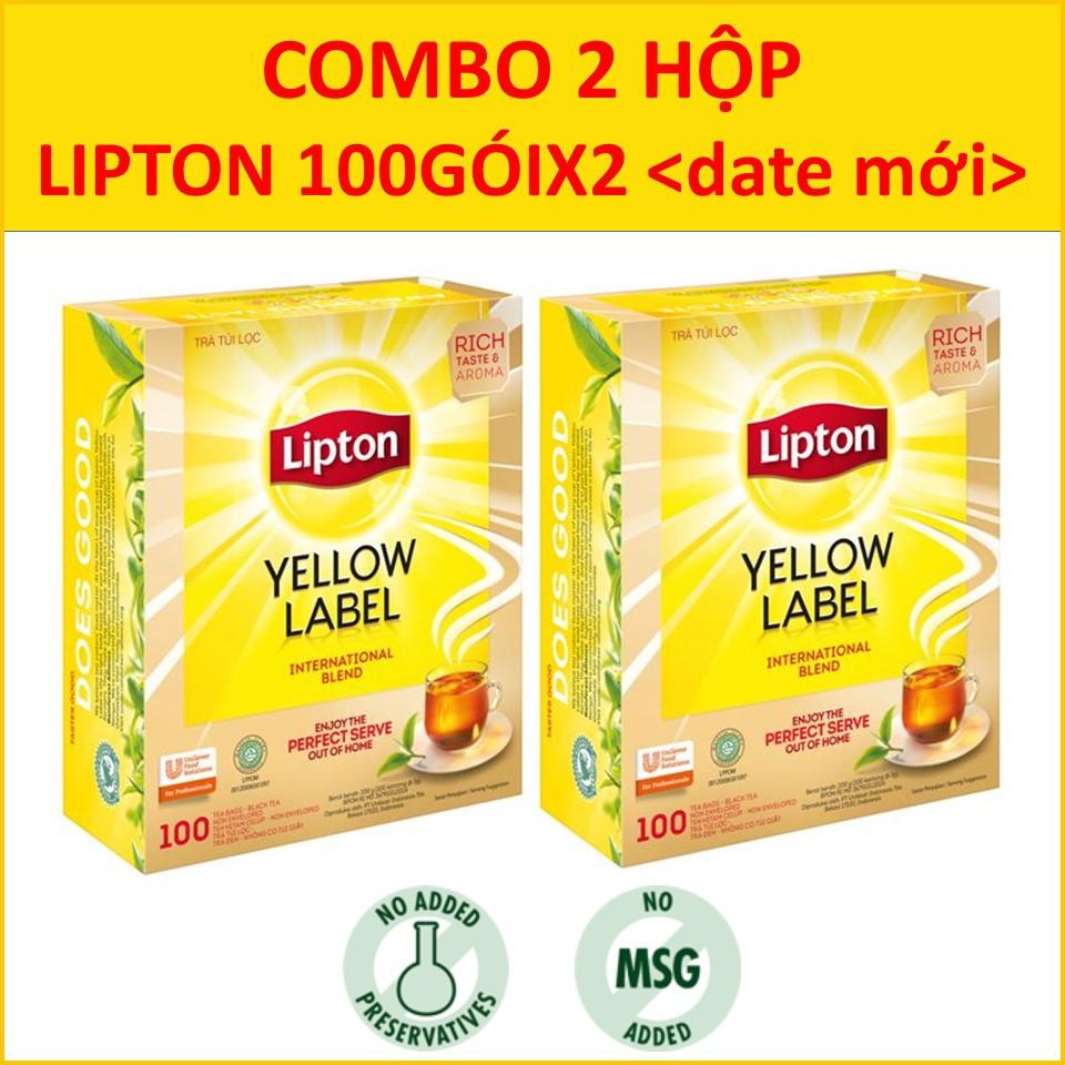 COMBO 2 hộp trà Lipton Túi lọc nhãn vàng Yelow Label Tea 100 gói/hộpX2