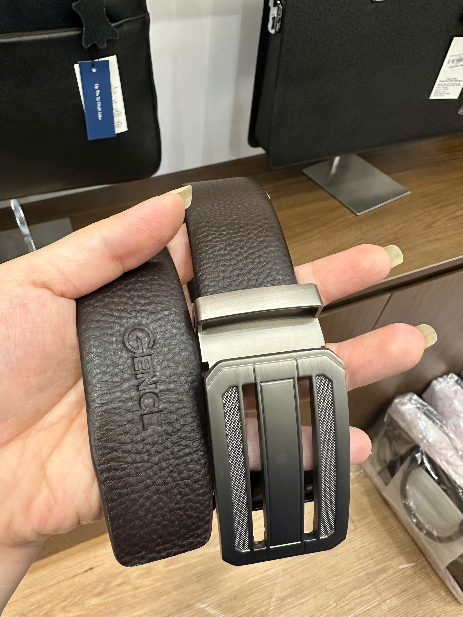 Dây Lưng Nam Thắt Lưng Da Chính Hãng GENCE LG52 Chất Liệu Da Bò Cao Cấp Màu Nâu