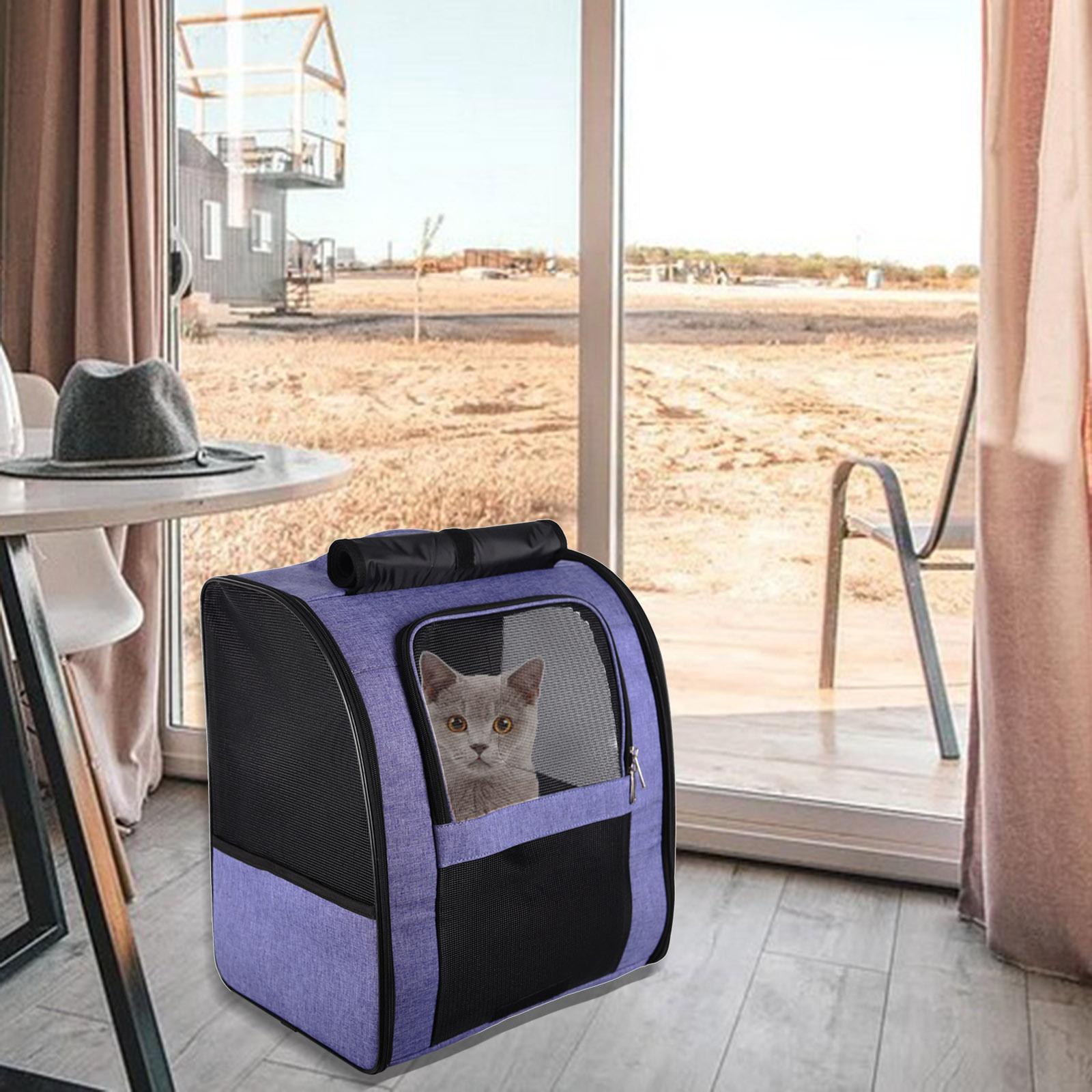 Oxford Cloth Mesh Folding Pet Dog Cat Carrier Backpack Carrying Bag