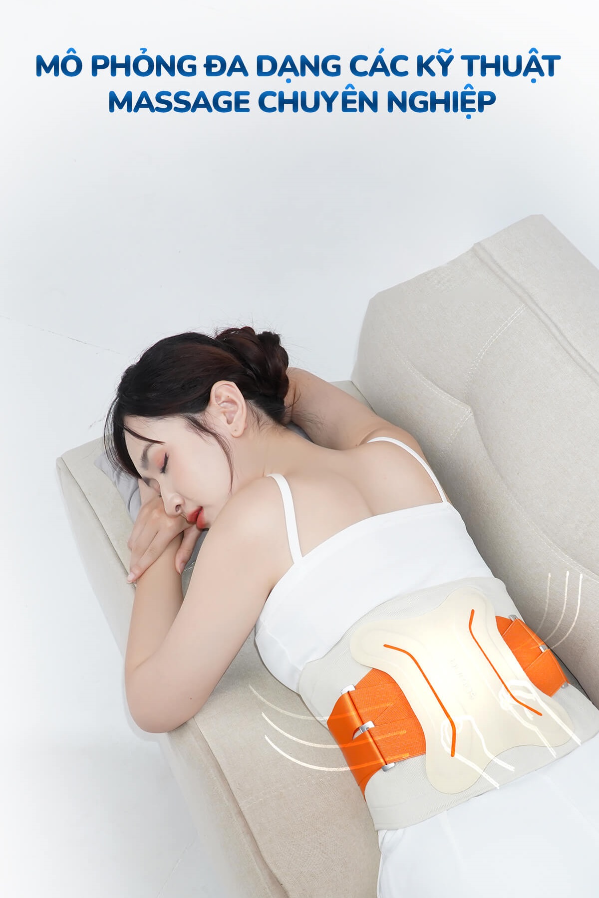 Máy Massage Lưng BUMAS M12 - Massage Rung Mô Phỏng Tay Người Kết Hợp Chườm Nóng, Đai Định Hình Cột Sống - Hàng chính hãng