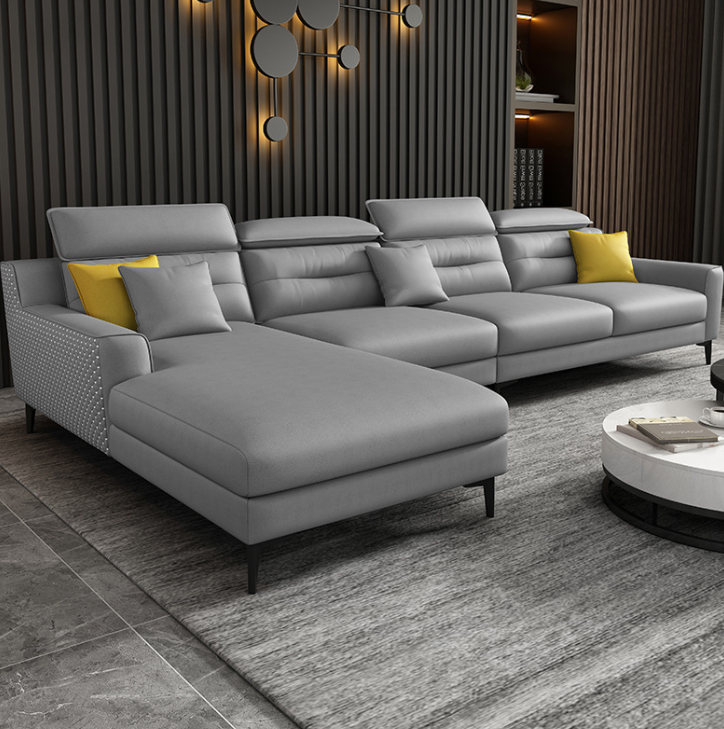 Sofa da đầu bật góc L cao cấp Juno Sofa HDCT-11