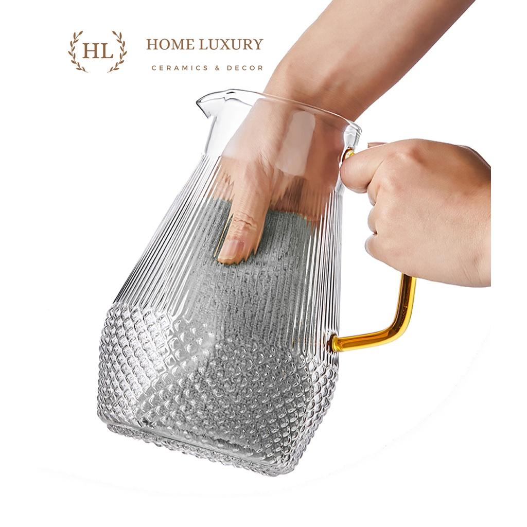 BỘ BÌNH CỐC BOROSILICATE SIÊU NHẸ - CHỊU NHIỆT - CƯỜNG LỰC | Bình cốc thuỷ tinh phong cách NORDIC vân kim cương