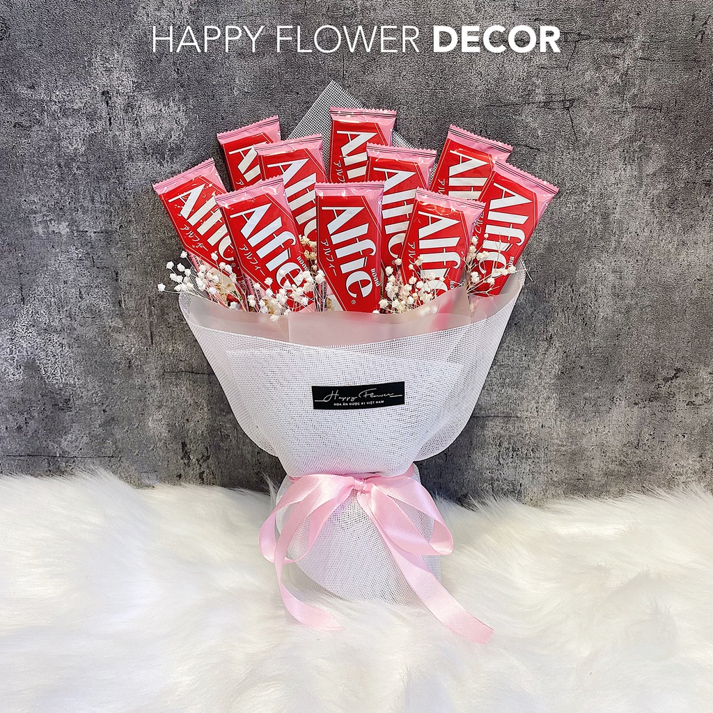 [Đặt riêng] Bó hoa kẹo Chocolate Alfie thích hợp làm quà tặng người thân thương - Đóng gói bởi Happy Flower