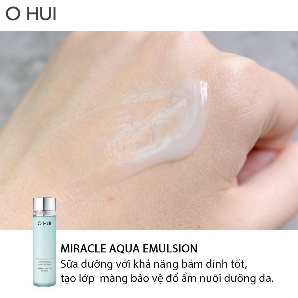 Bộ cấp nước dưỡng ẩm da sáng trong OHUI Miracle Aqua Set 6 món