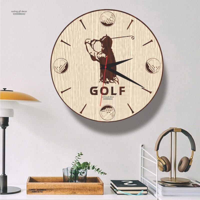 Đồng Hồ Treo Tường Bằng Gỗ Hình Người Chơi Golf Độc Đáo Trang Trí Nhà Cửa