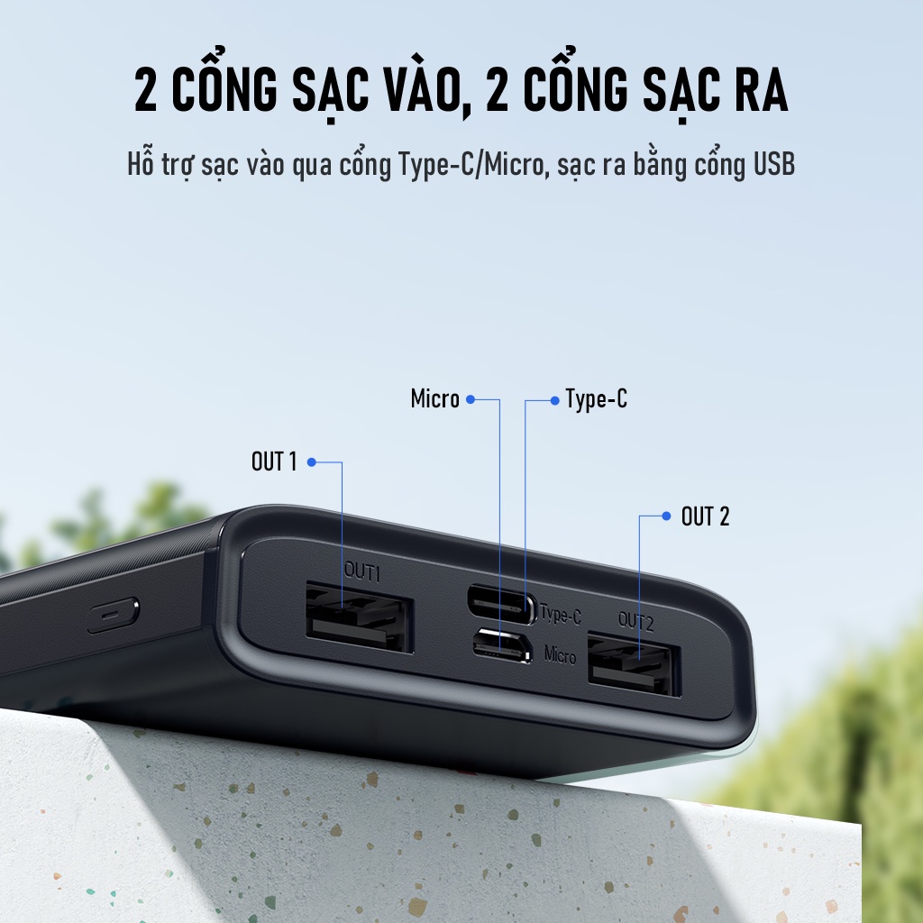 Pin Sạc Dự Phòng 10.000mAh ROBOT RT190S 2 Cổng Sạc Vào &amp; 2 Cổng Sạc Ra - Hàng Chính Hãng