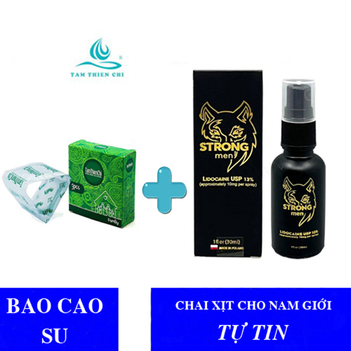Bao cao su Tâm Thiện Chí Gia đình mỏng trơn Hộp 3 cái và chai xịt giúp nam giới tự tin 30ml