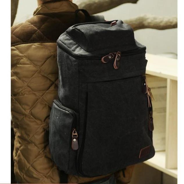Balo canvas phối da ba lô du lịch phượt dã ngoại, balo sinh viên 205876
