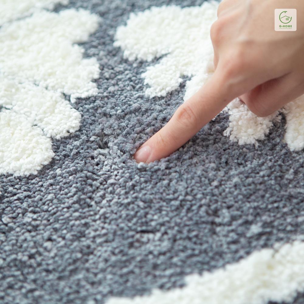 Thảm lau chân hình bán nguyệt hoa cúc sợi len lông Ghome thảm chống trơn trượt phòng khách, phòng tắm   TC01 BNCUC