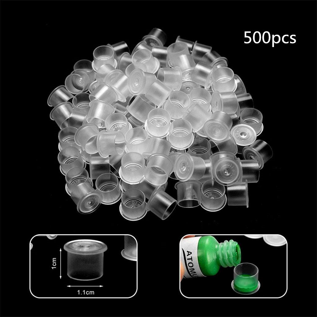 Disposable Lot Tattoo Ink Caps Cups Pigment Holder Caps with Cup Base 500x