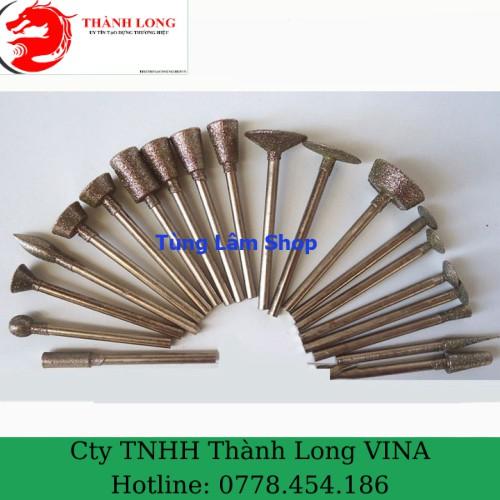 Bộ mũi mài khắc đá khắc ngọc 20 chi tiết đa hình - mũi mài phủ kim cương