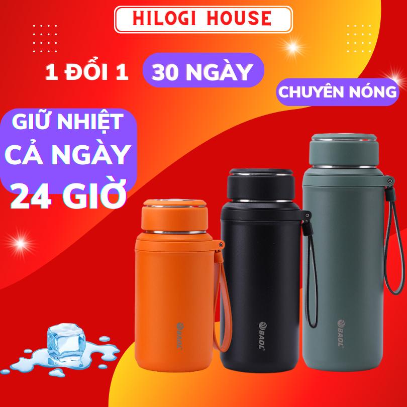 Bình giữ nhiệt 1500ml HiLOGI inox 304 ,bình nước nắp inox và dây xách bằng da, sơn nhám chống trầy, giữ lạnh 24 giờ