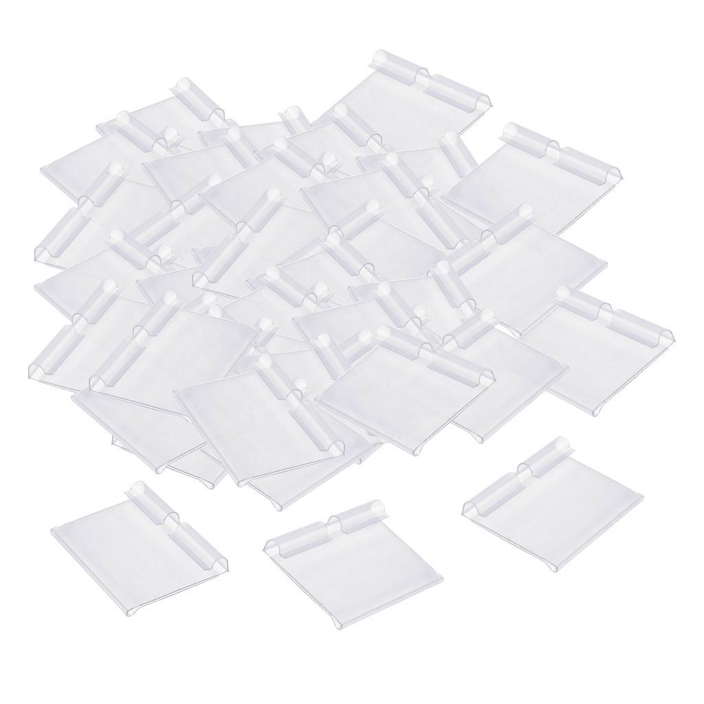 2x Pack of 50 Transparent Plastic Merchandise Shelf Price Tag Label Holder for Shops Warehouse Reusable