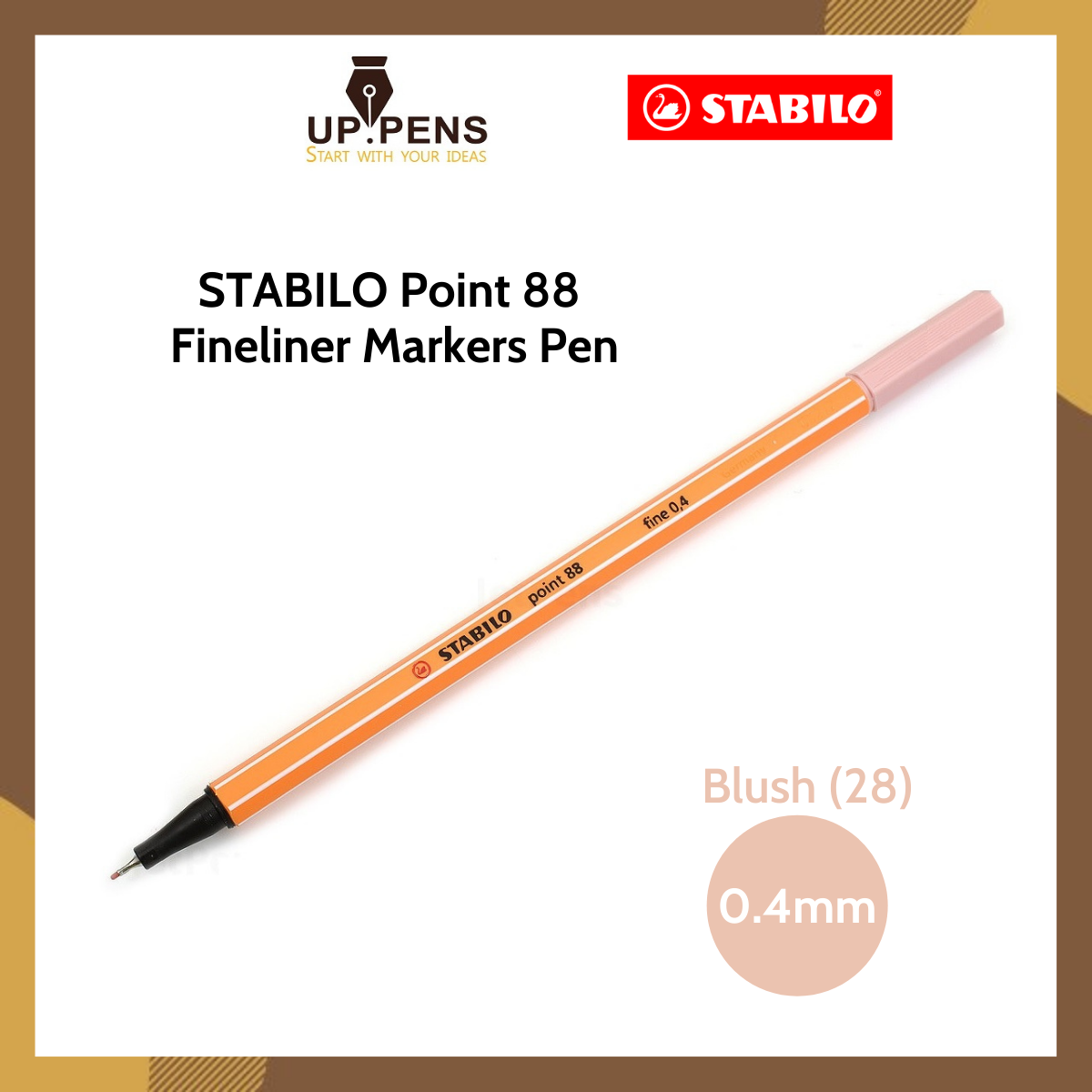 Bút kim màu Stabilo Point 88 Fineliner Makers Pen - 0.4mm - Màu hồng đào pastel (Blush - 28)