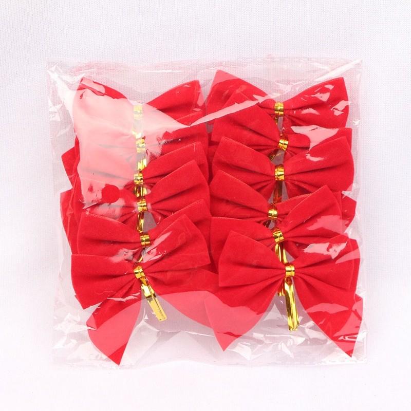 Sét 12 nơ nhung trang trí Giáng Sinh, nhà cửa 5x6cm