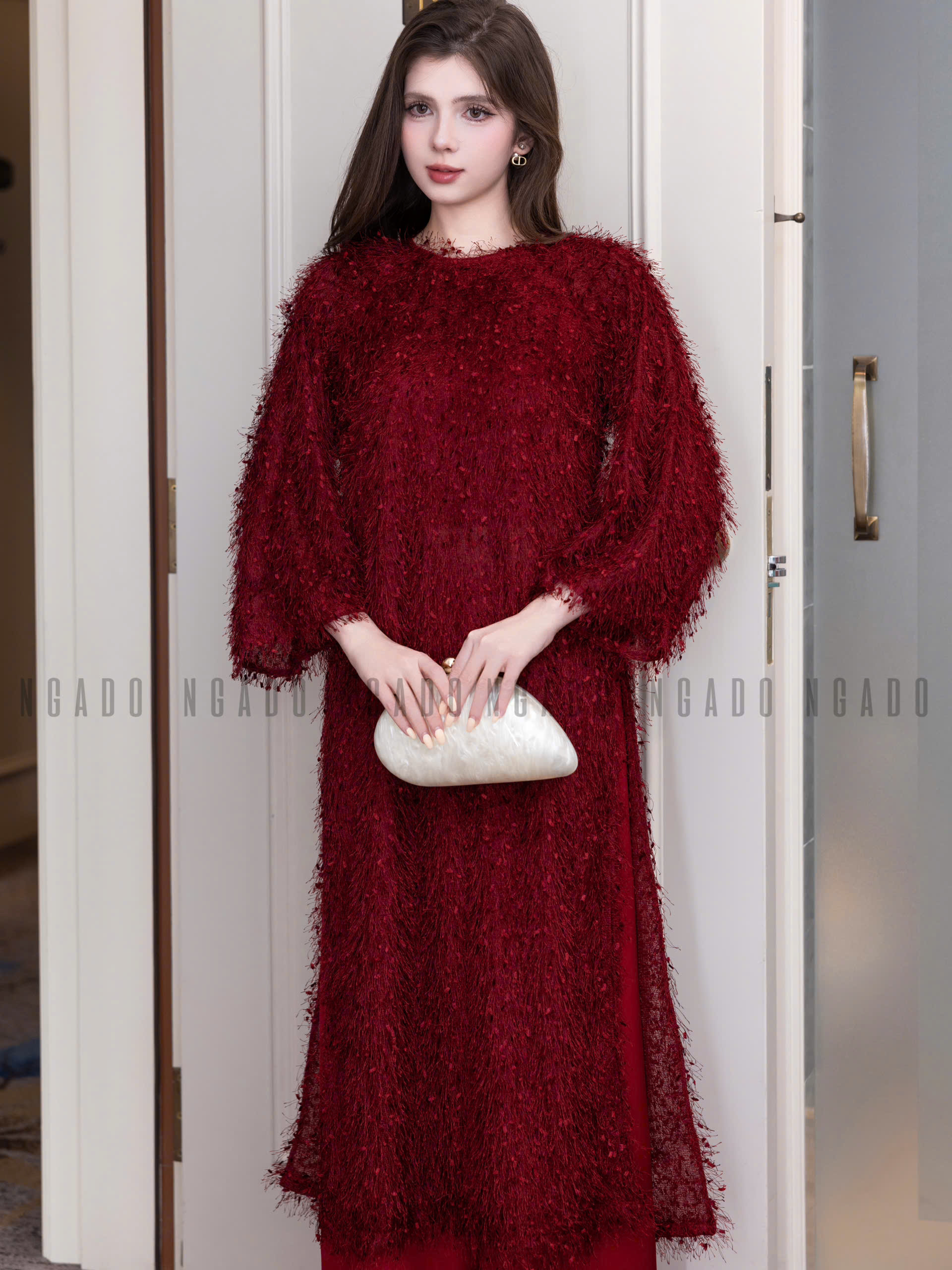 Áo dài Yên Đào NGADO , áo dài Tết , áo dài cách tân , áo dài truyền thống