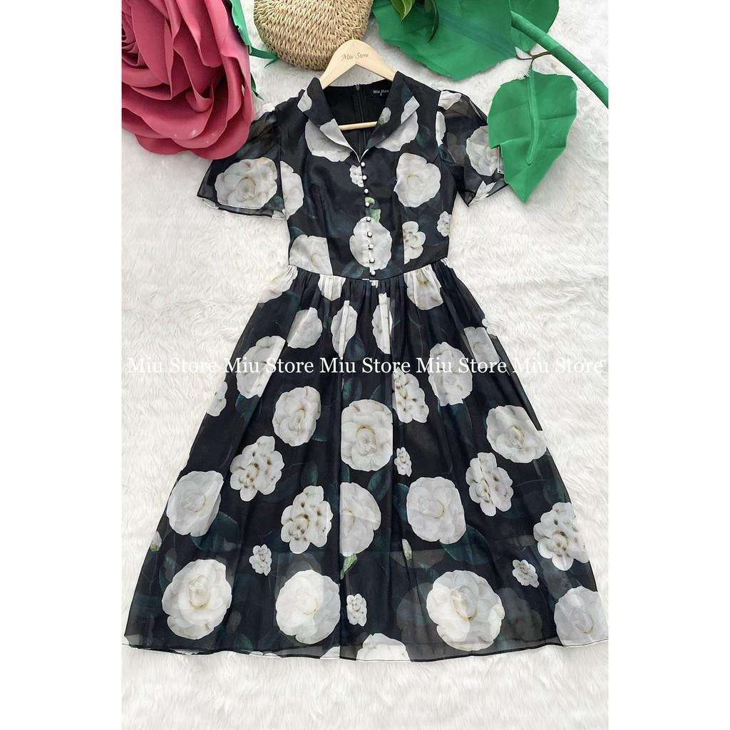 Đầm nữ thiết kế cao cấp tay ngắn dáng dài công sở MIUSTORE D00217