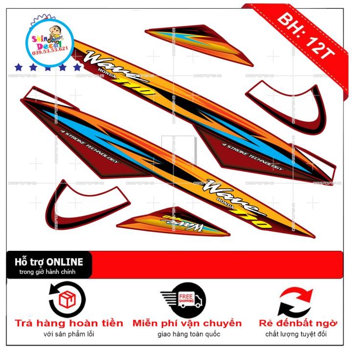Tem rời wave nhỏ đời đầu 110 dán xe đỏ