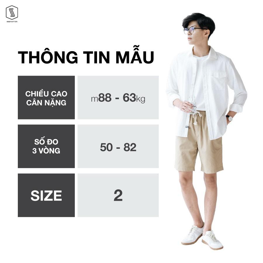 Áo sơ mi nam SSSTUTTER dài tay có túi cổ đức vải linen thoáng mát Letter Shirt