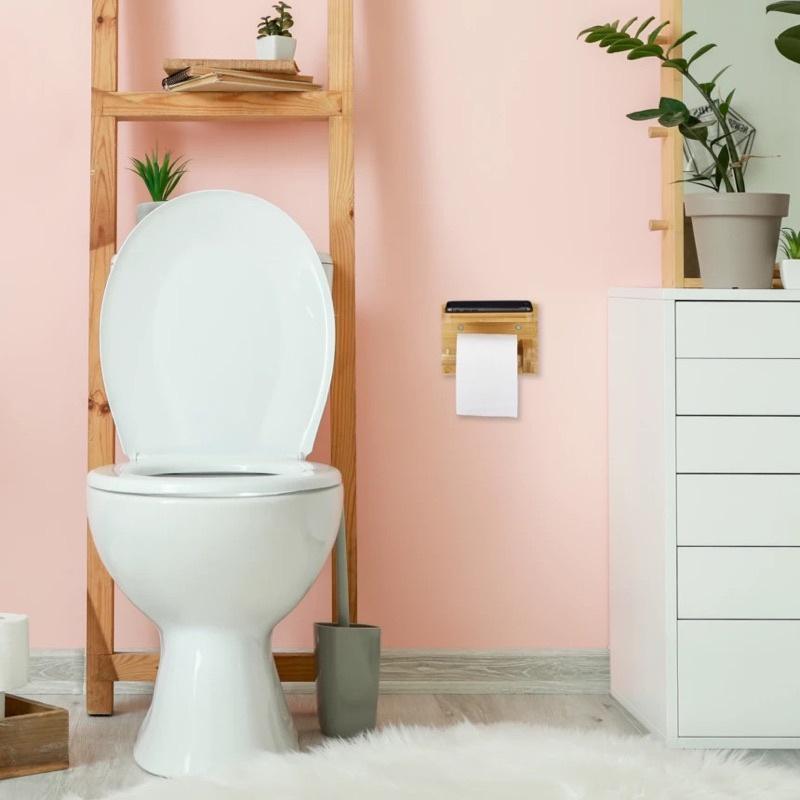 Giá kệ gỗ tự nhiên để giấy vệ sinh, toilet decor, trang trí treo trường trong nhà tắm, nhà vệ sinh