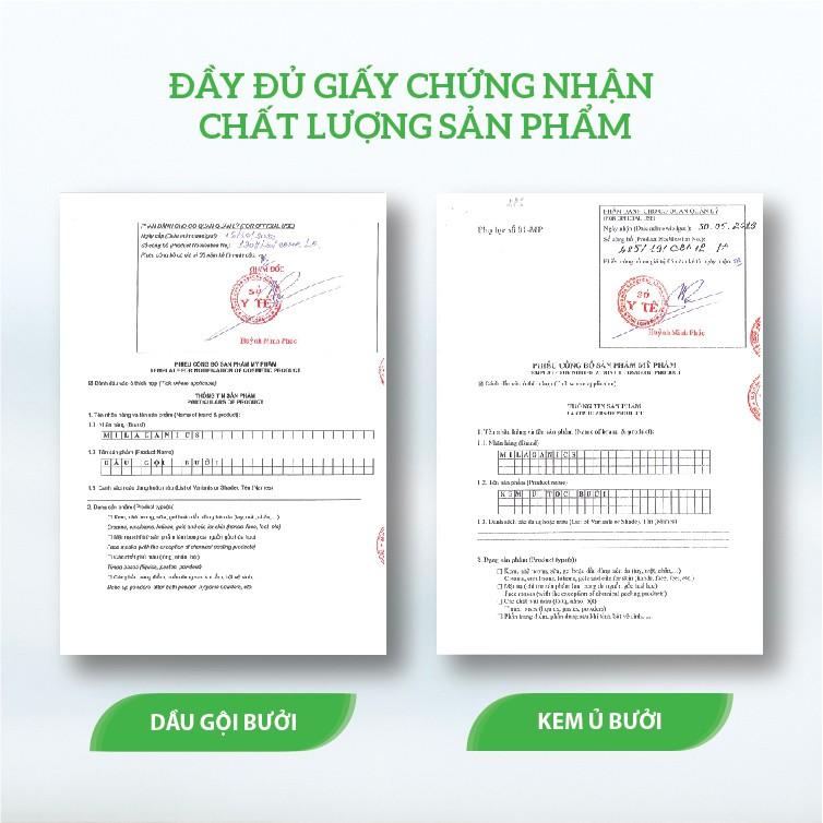 Combo Dầu Gội &amp; Kem Ủ Bưởi Kích Thích Mọc Tóc &amp; Phục Hồi Hư Tổn Từ Tinh Dầu Bưởi Nguyên Chất MILAGANICS (550ml/ Bộ)