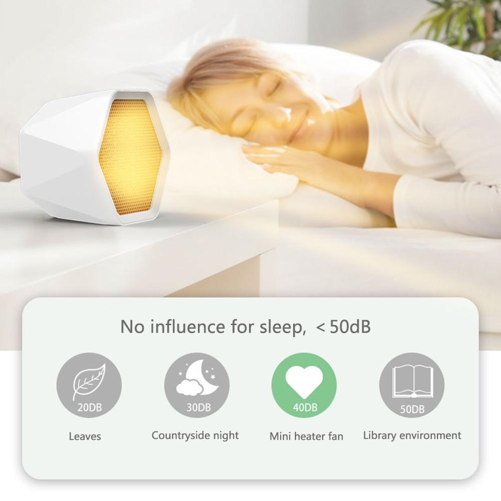 Máy sưởi để bàn mini 600W hình lục giác, tinh tế và nhỏ gọn, sạc USB