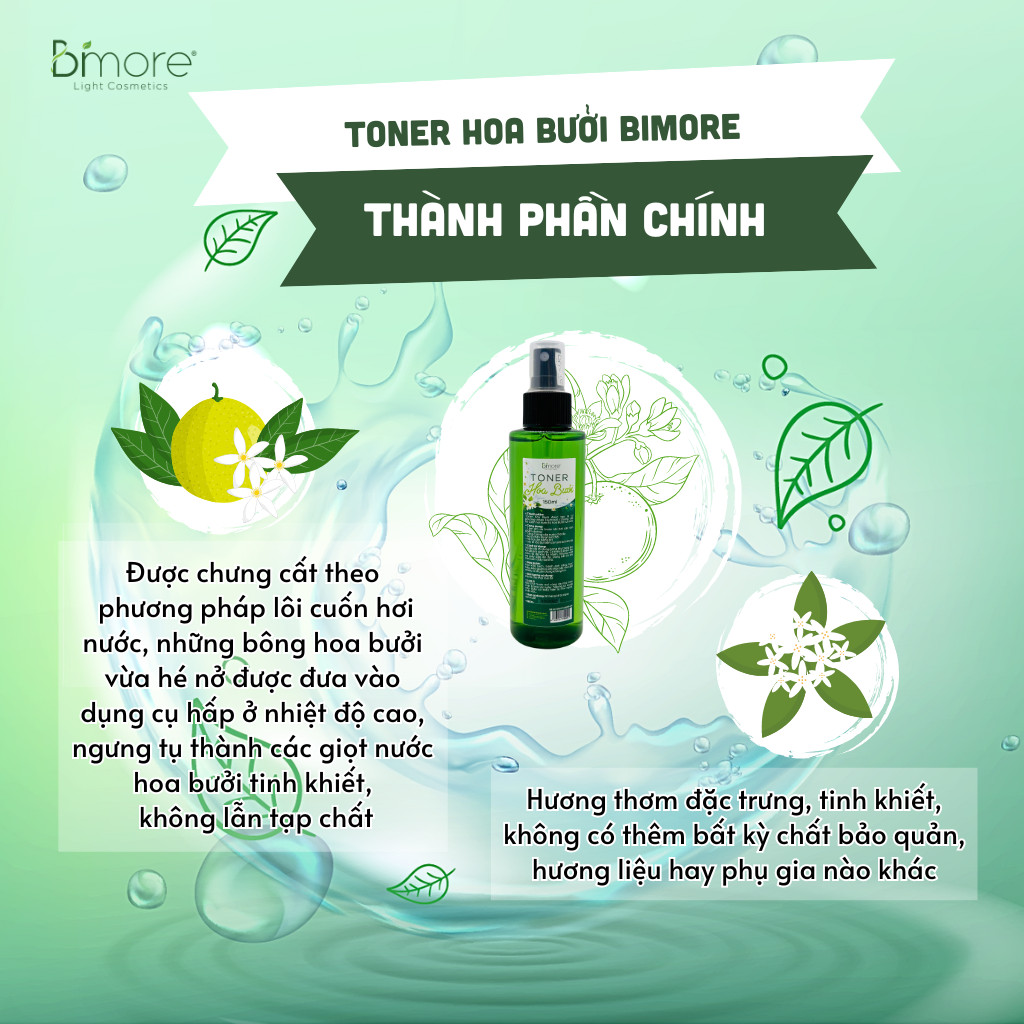 Toner hoa bưởi Bimore cấp ẩm dưỡng da se khít lỗ chân lông_chai 150ml