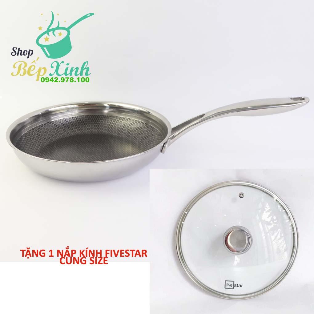 Chảo Chống Dính Bếp Từ Cào Không Xước KimsCook Hàn Quốc inox 304 - 20cm/22cm/24cm/26cm/28cm/30cm/32cm - tặng 1 nắp kính Fivestar