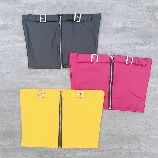 Áo ống da dây kéo phối khoen siêu chất -B0N