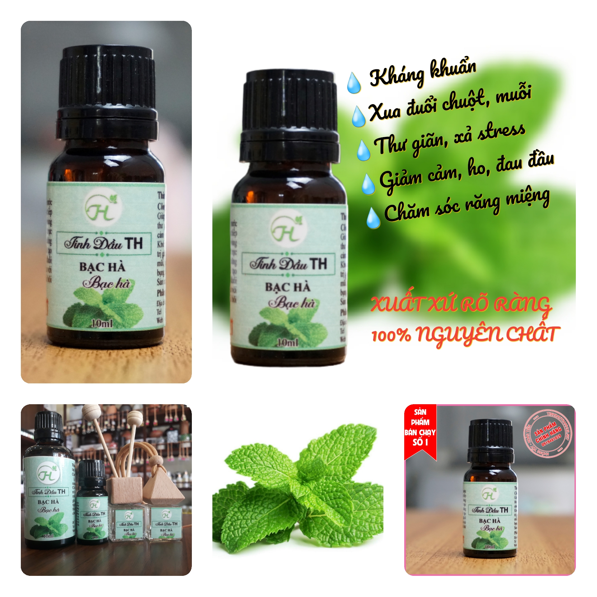 Tinh Dầu Bạc Hà TH Việt Nam, 100% Nguyên Chất Dùng Với Máy Phun Sương, Máy Khuếch Tán, Máy Xông Tinh Dầu, Giúp Thơm Phòng, Khử Mùi, Kháng Khuẩn