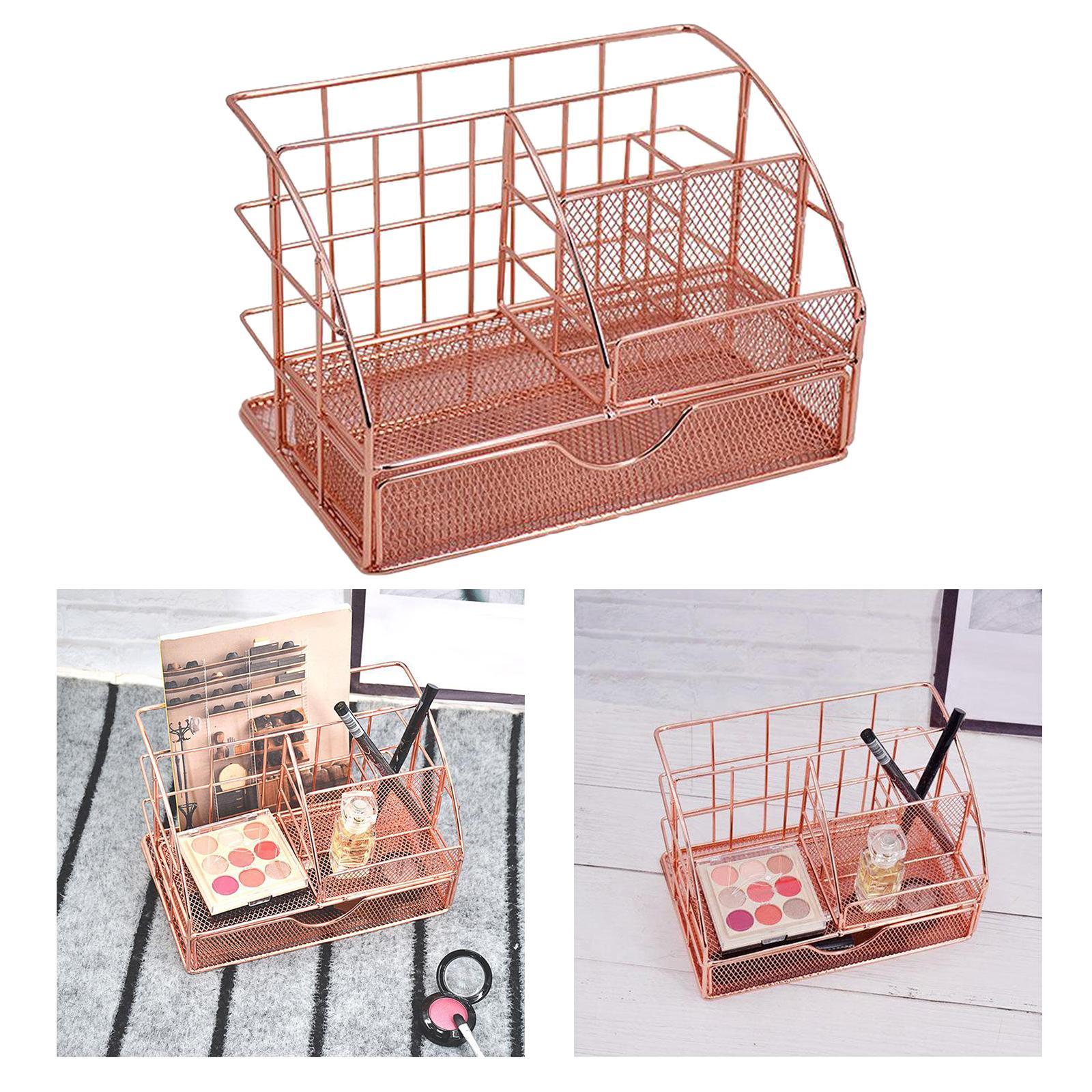 Makeup Brush Holder Organizer Mesh 5 Slot Iron Cosmetic Brushes Pen Storage Case