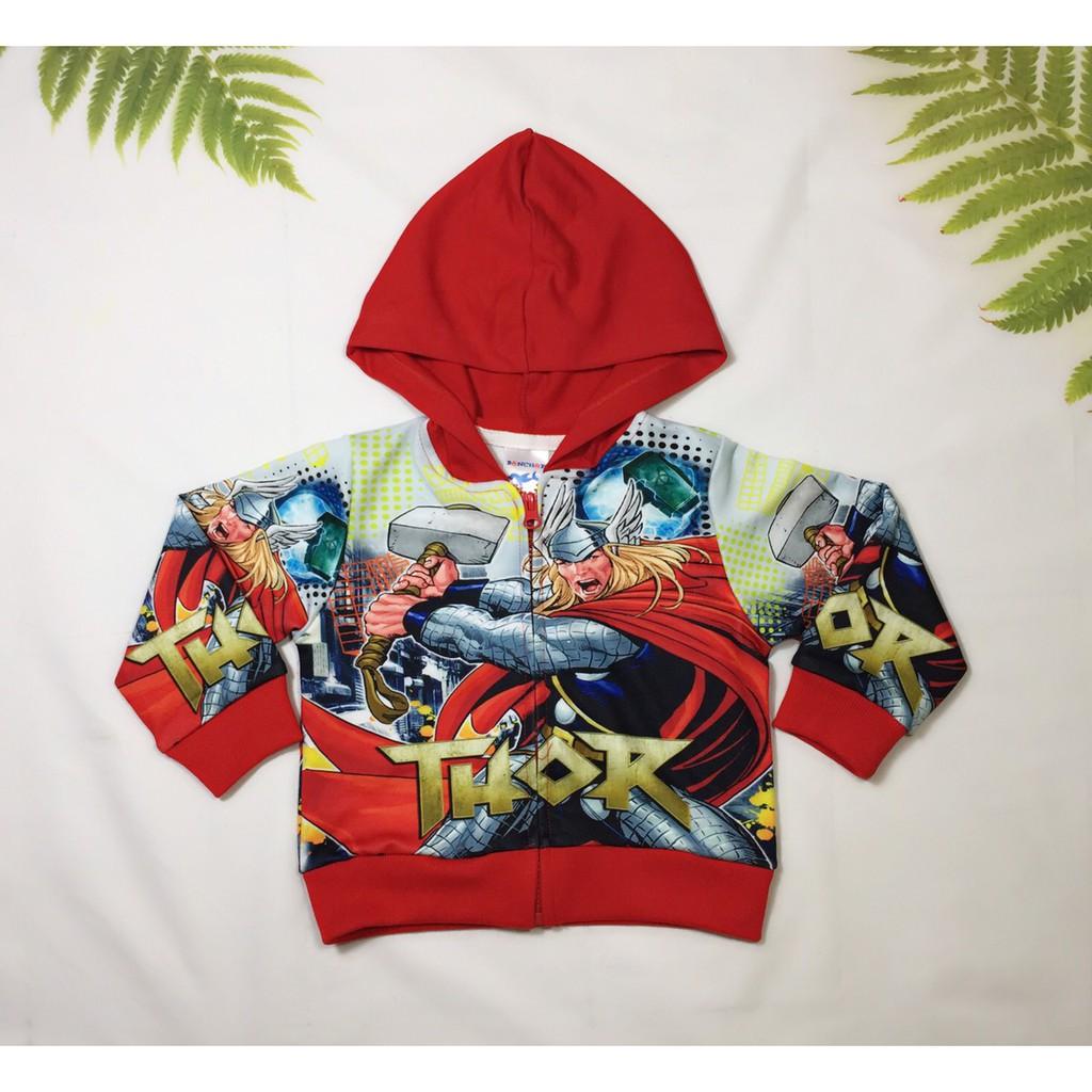 Áo khoác-áo ấm bé trai hình siêu nhân Avengers cho bé từ 10-42kg-Chất thun da cá hút mồ hôi- Hình in 3D - Hương Nhiên