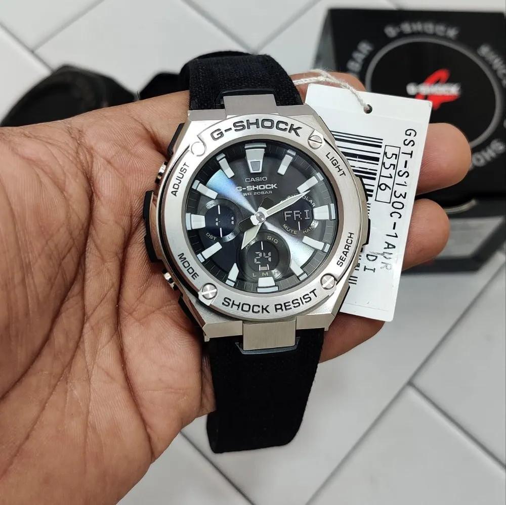 Đồng Hồ Nam Dây Vải Casio G-Shock GST-S130C-1A Vỏ Thép Chính Hãng | GST-S130C-1ADR Pin Năng Lượng Mặt Trời