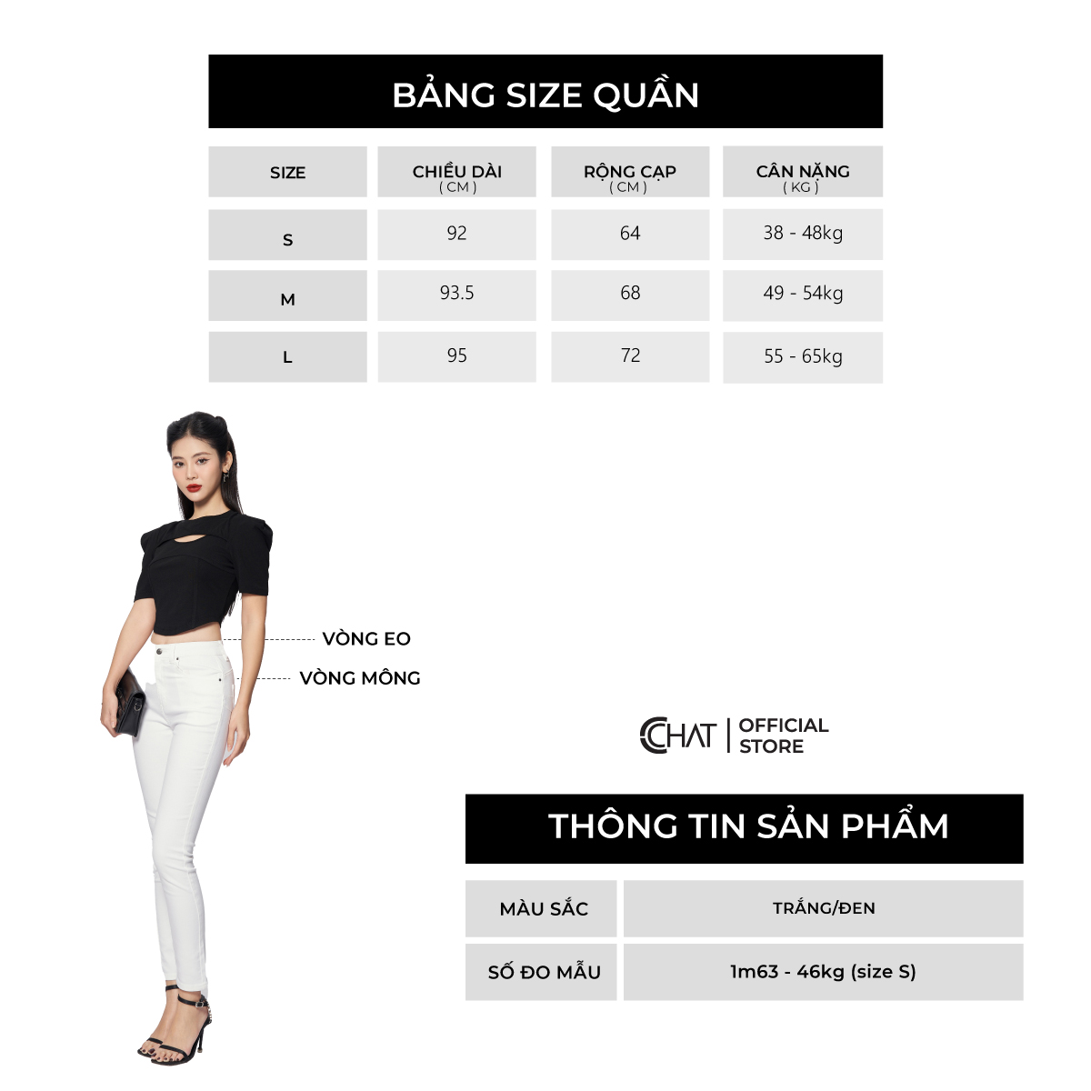 Quần Skinny Trơn Cúp Cong CCHAT Chất Liệu Jeans Dáng Ôm 12GDJ2008OH