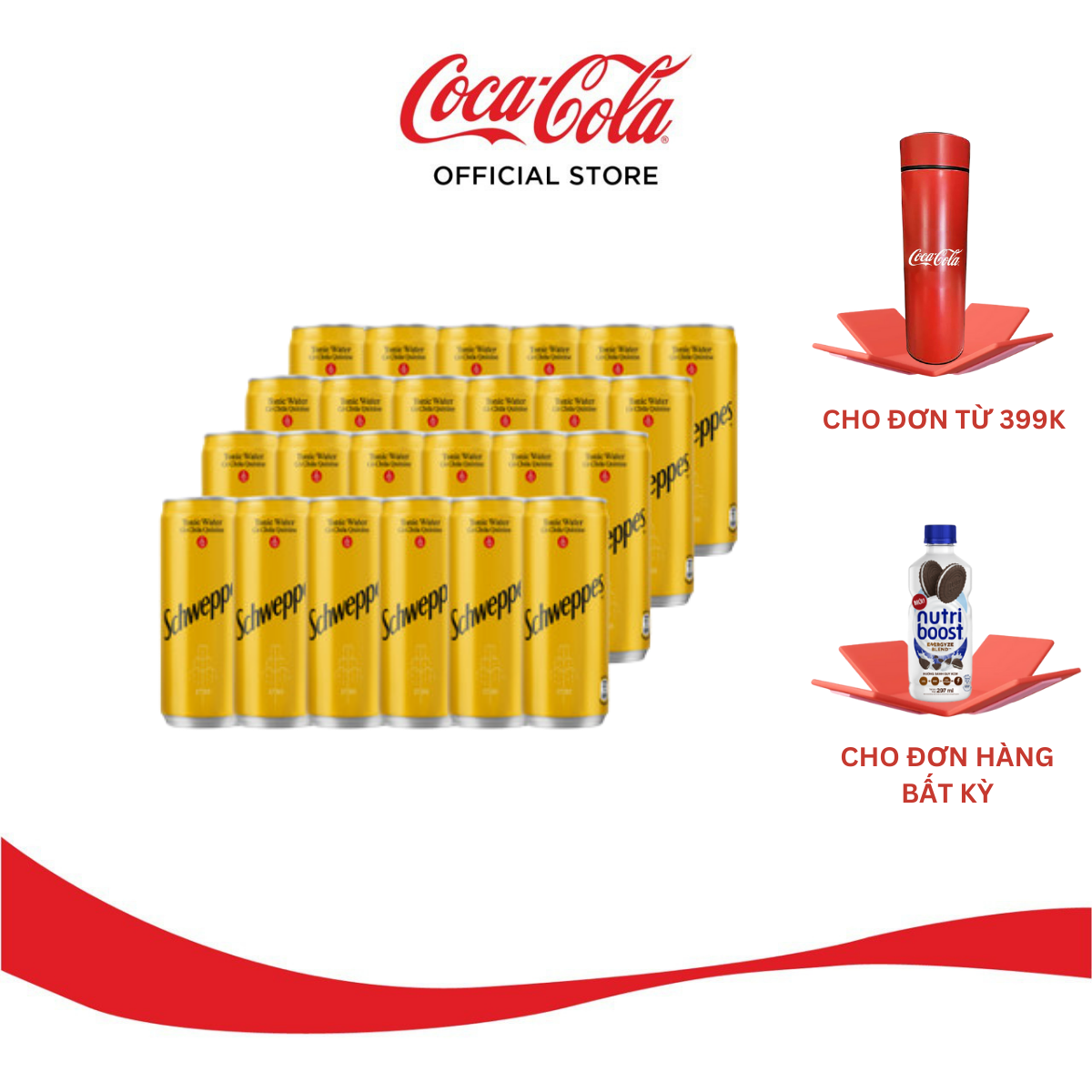 Lốc 24 lon Nước Giải Khát Có Gas Schweppes Tonic Water Chứa Quinine 320ml/Lon Sale 4.4 Coca-Cola Official Store