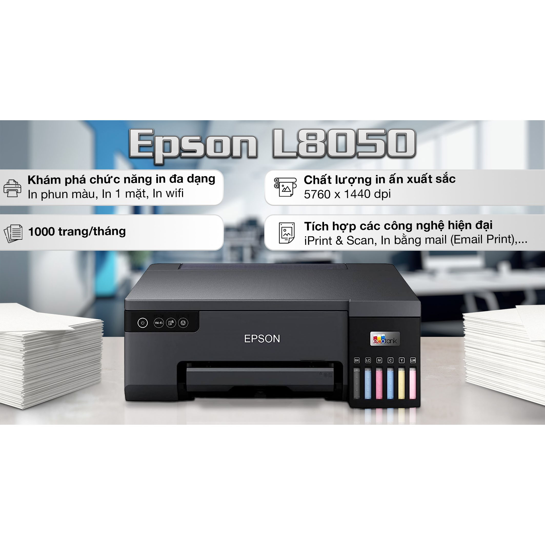 Máy In phun màu Epson L8050 Wifi - Hàng Chính Hãng