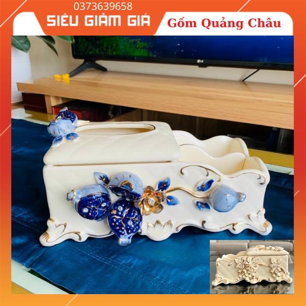 Hộp Đựng Giấy Ăn Để Bàn Bằng Gốm Sứ Vẽ Vàng ,Hoạ Tiết Hoa Văn Nổi Nhập Khẩu Cao Cấp-Decor Trang Trí Bàn, Qùa Tặng,Đẹp,rẻ