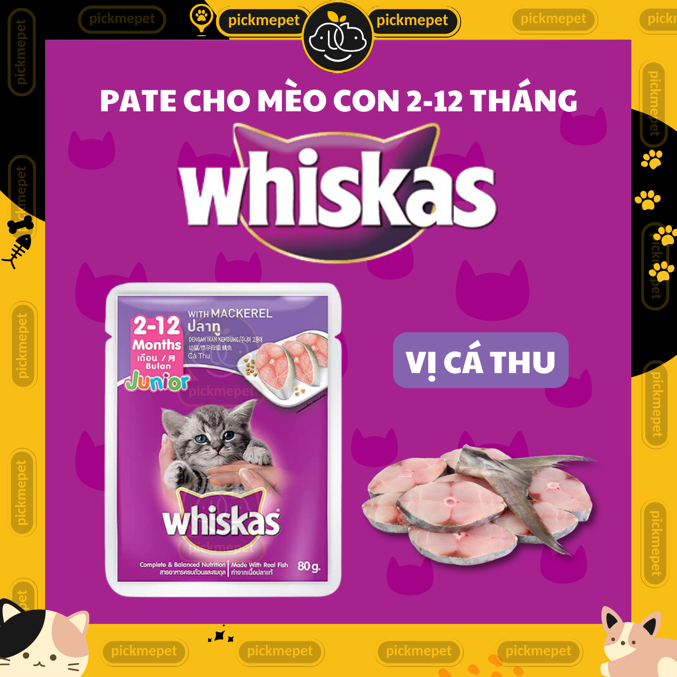 Pate Whiska.s Junior Cho Mèo Con, Mèo nhỏ 80g