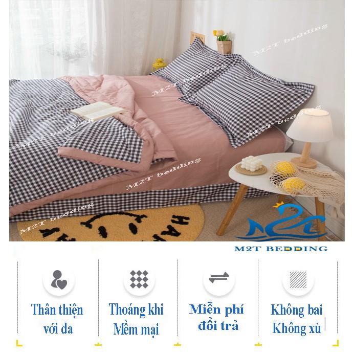 Bộ chăn ga gối Cotton Hàn M2T bedding sét hè chăn chần bông miễn phí bo chun drap ga giường