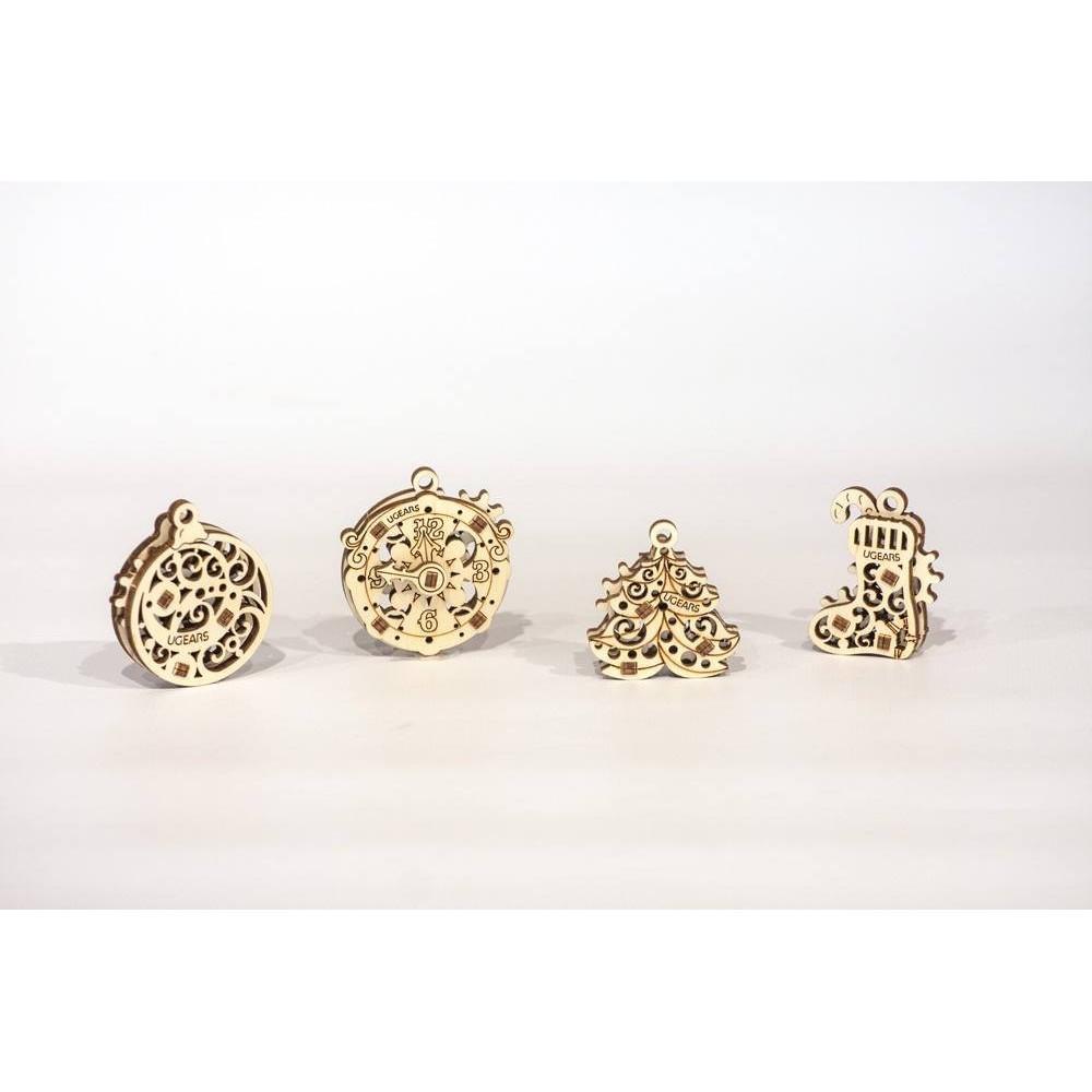 Mô Hình Gỗ Cơ Khí - U-Fidgets-Happy new Gears- Mẫu Trang trí năm mới, sản phẩm chính hãng Ugears, nhập khẩu nguyên bộ từ EU, Fidget, DYI