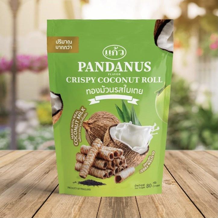 Bánh Cuộn Dừa Nhập Khẩu Thái Lan Vị Lá Dứa Thơm Ngon Túi Zip