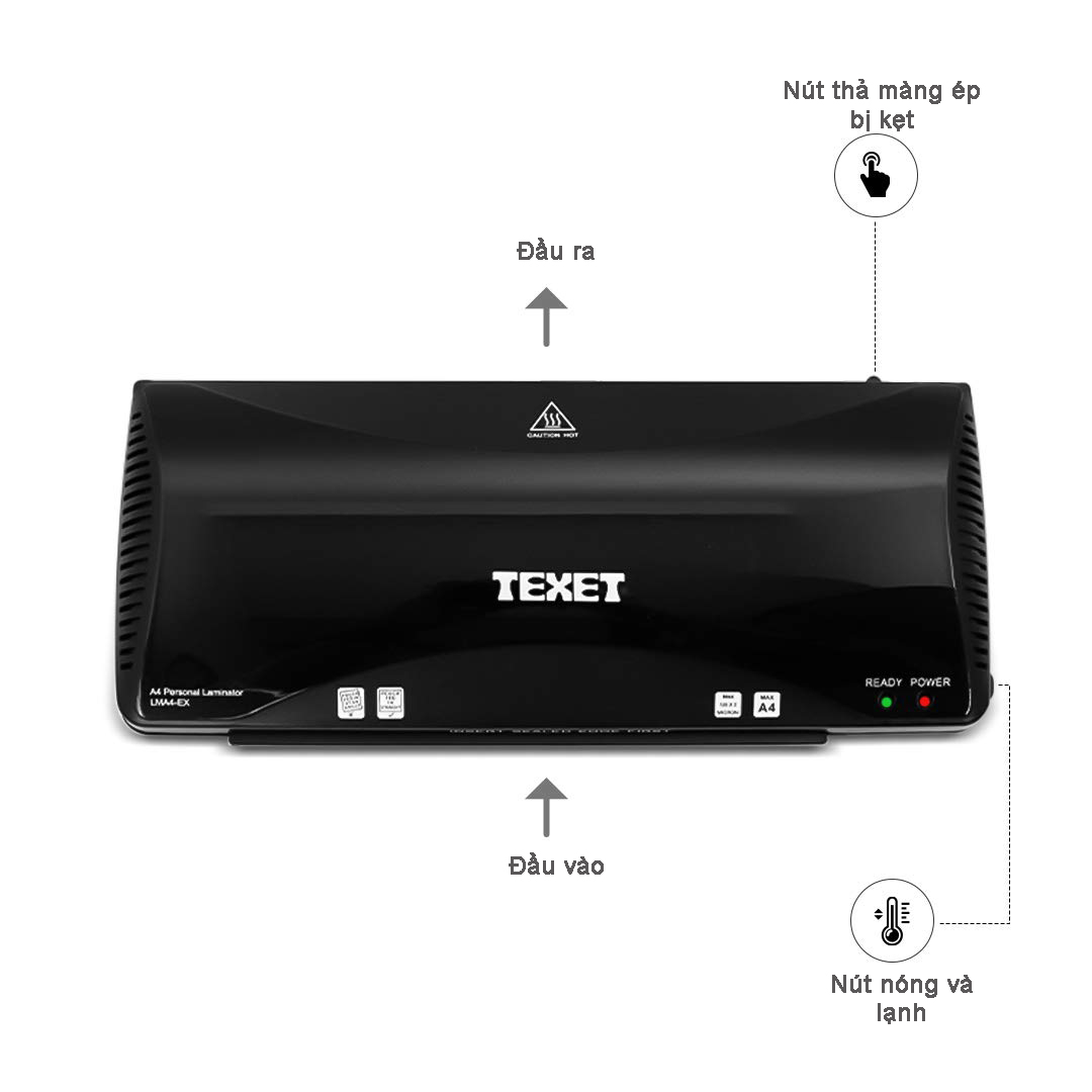 Máy ép plastic Texet LMA4-EX, có kiểm soát nhả kẹt giấy